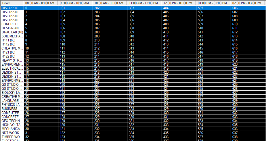 The entire grid for one day shown in black