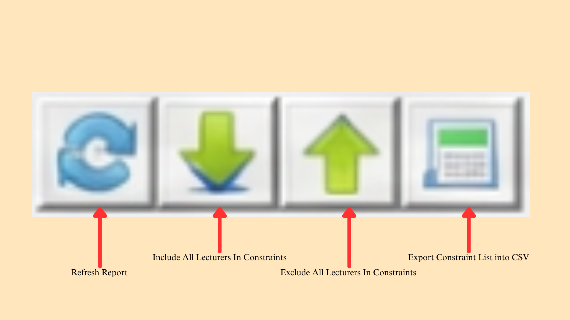 Lecturer Constraints shortcut bar with four icons