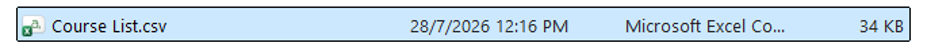 File browser with .csv or excel file selected
