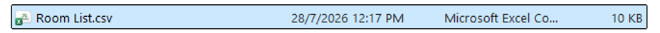 File browser with .csv or excel file selected