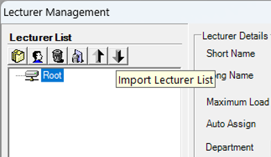 Import Lecturer List icon highlighted