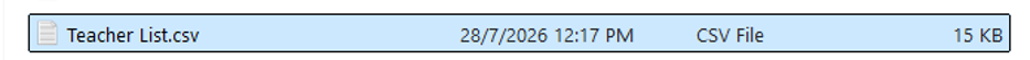 File browser with .csv or excel file selected