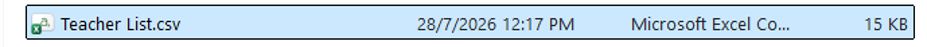 File browser with .csv or excel file selected
