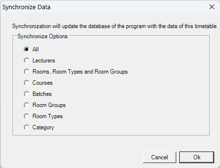 Synchronize Database with Timetable File