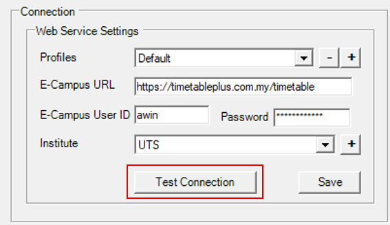 Test Connection Button