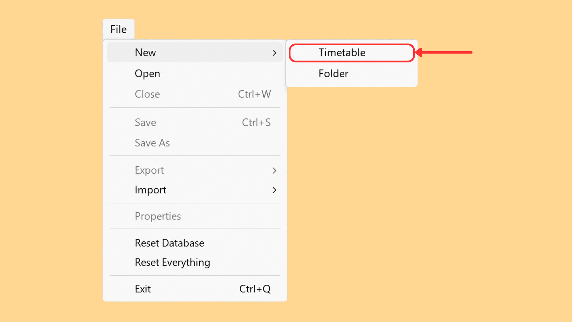 File menu - Create New Project