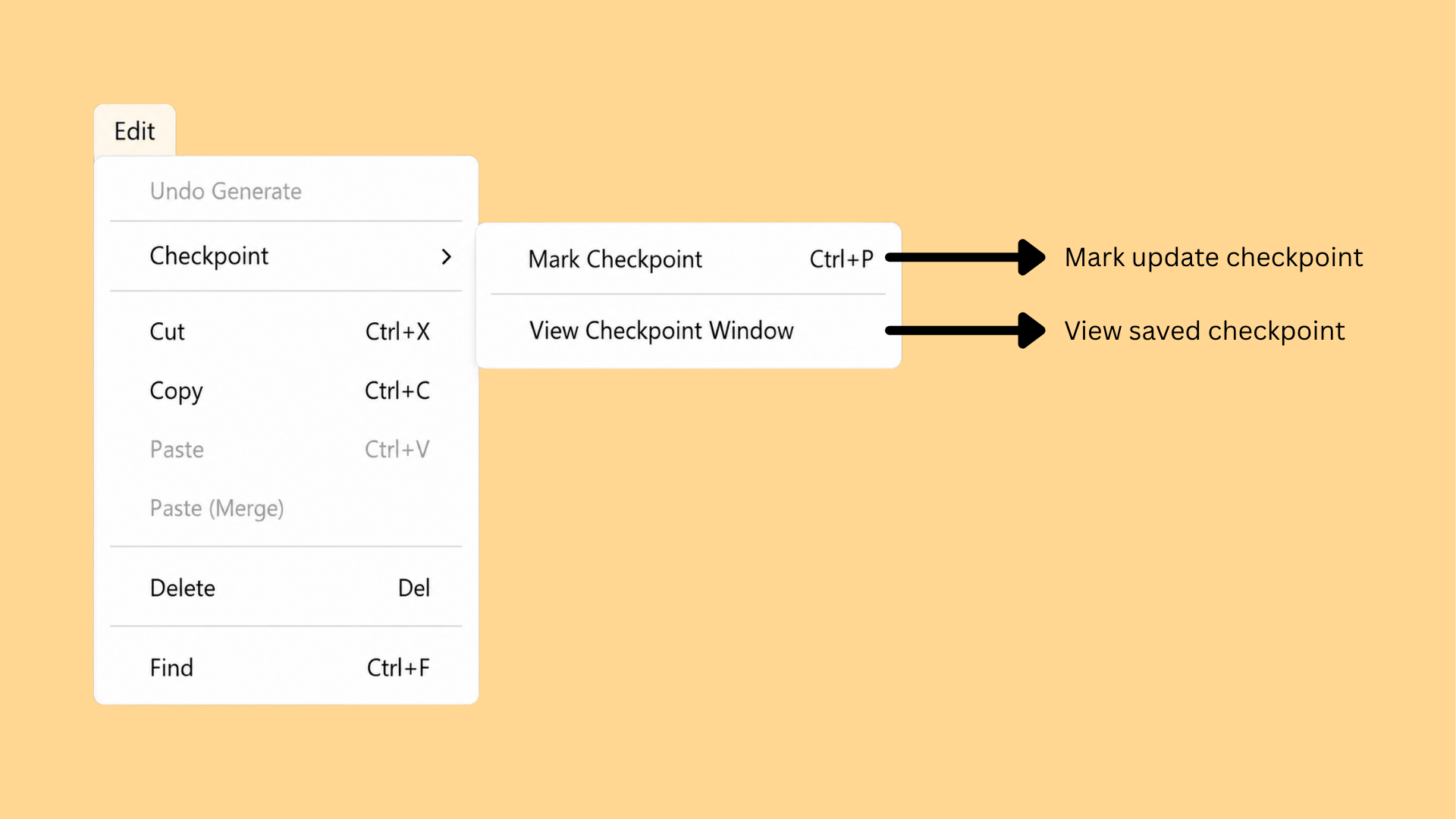 Edit menu - Checkpoint option