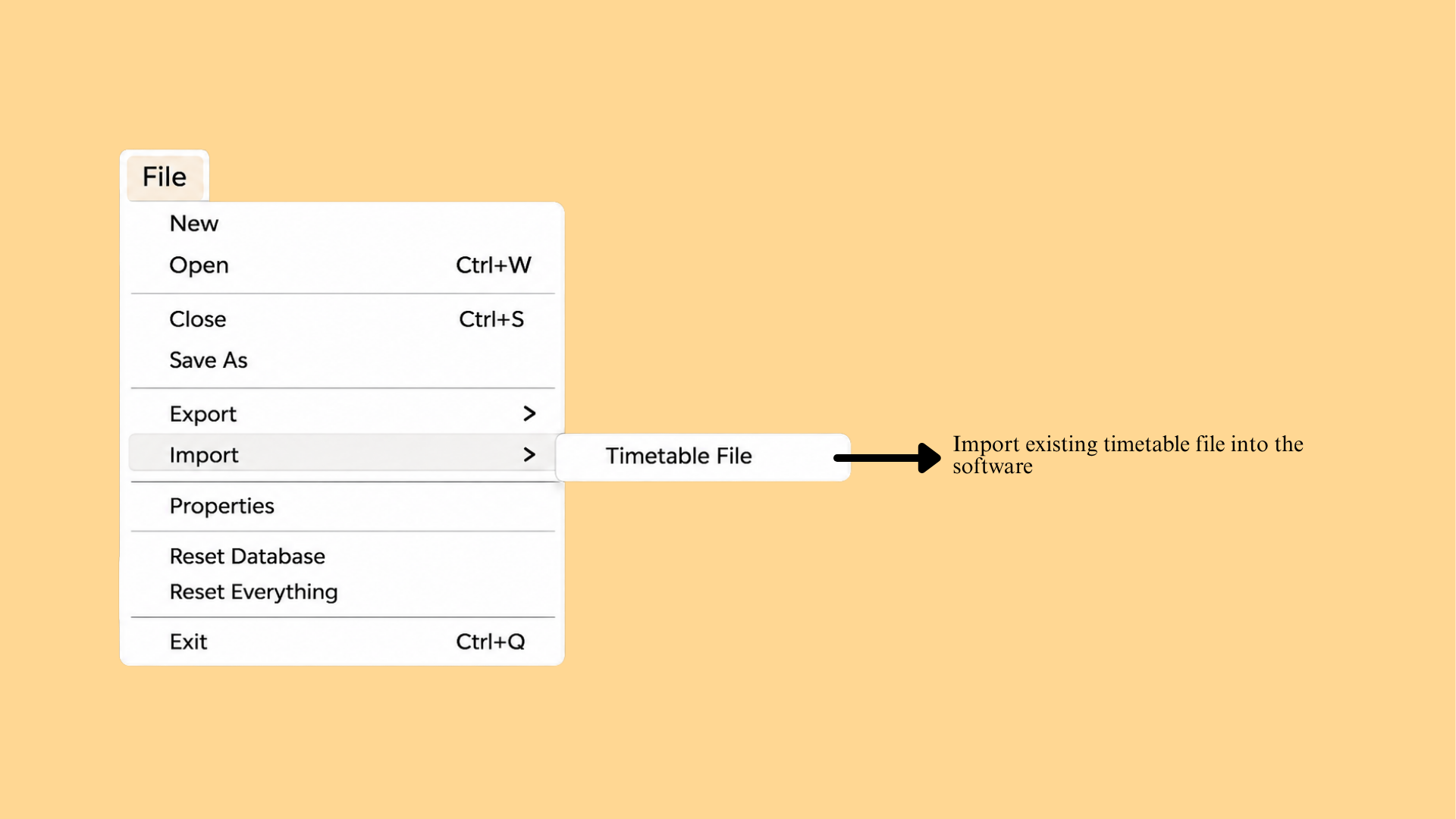 File menu - Import option