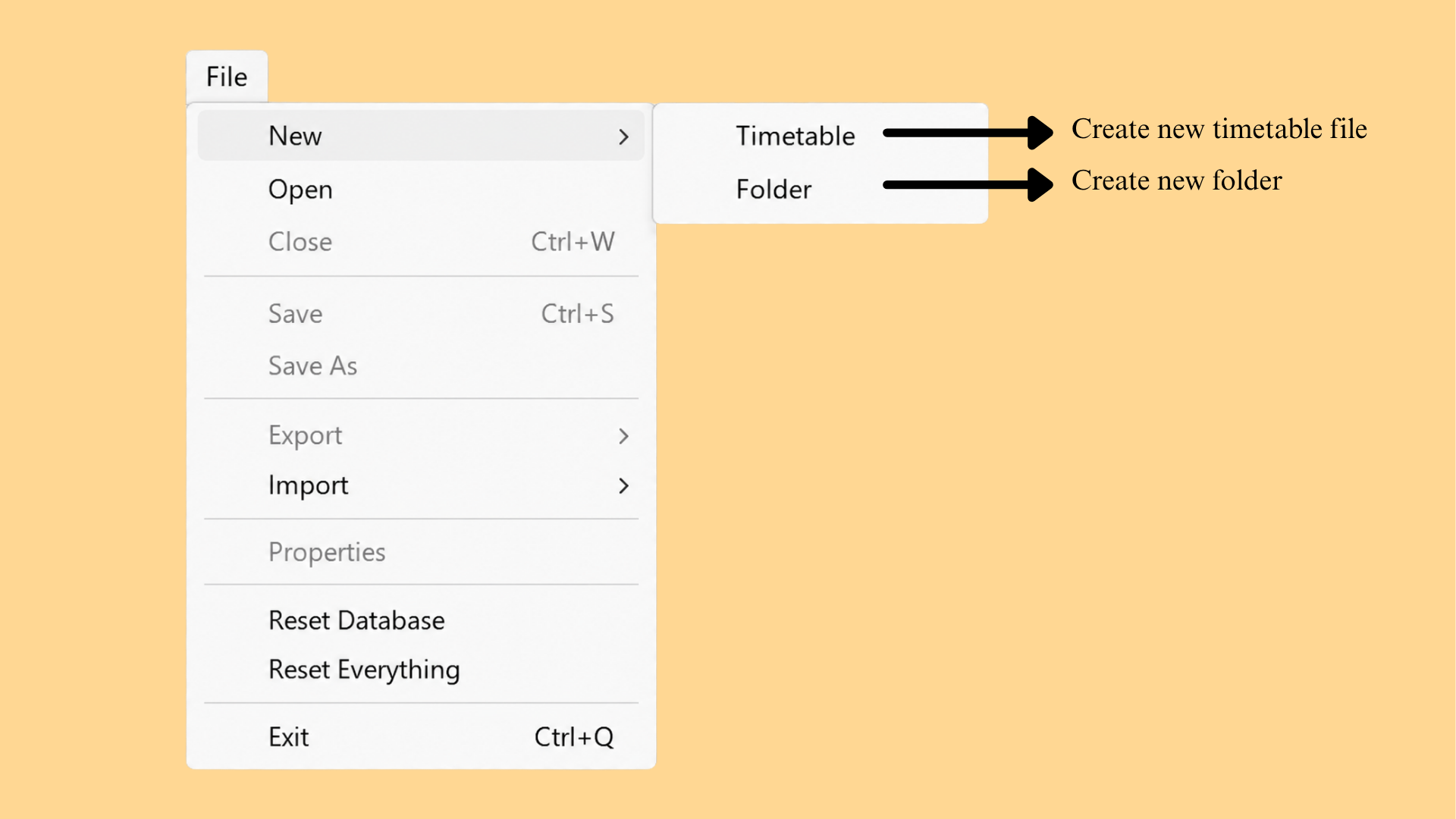 File menu - New option