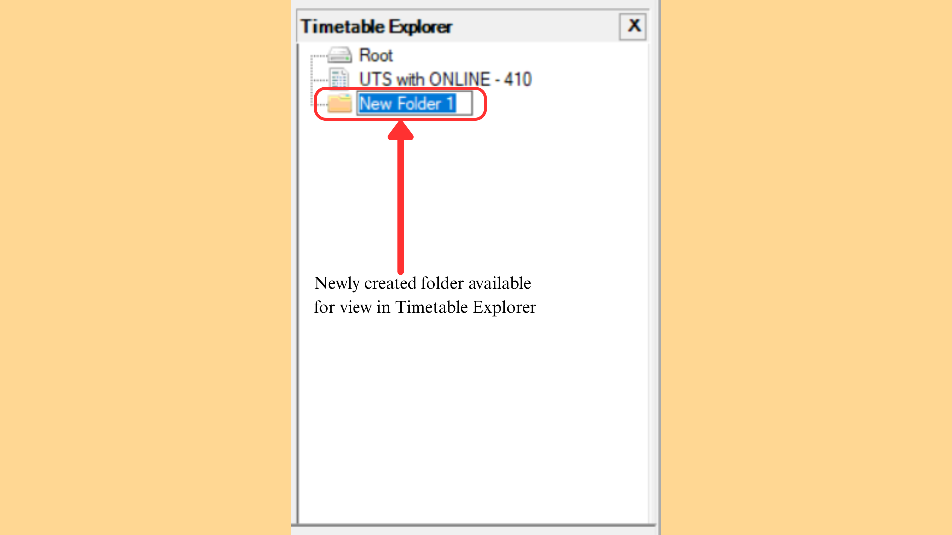 New folder created in Timetable Explorer