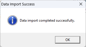 Data Import Success message confirming the semesters were imported