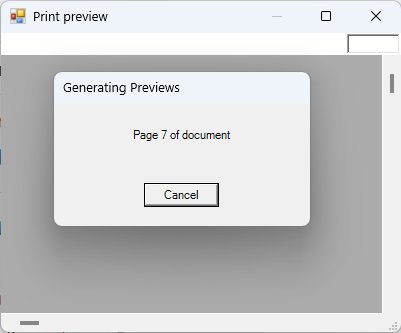 Generating Previews progress window