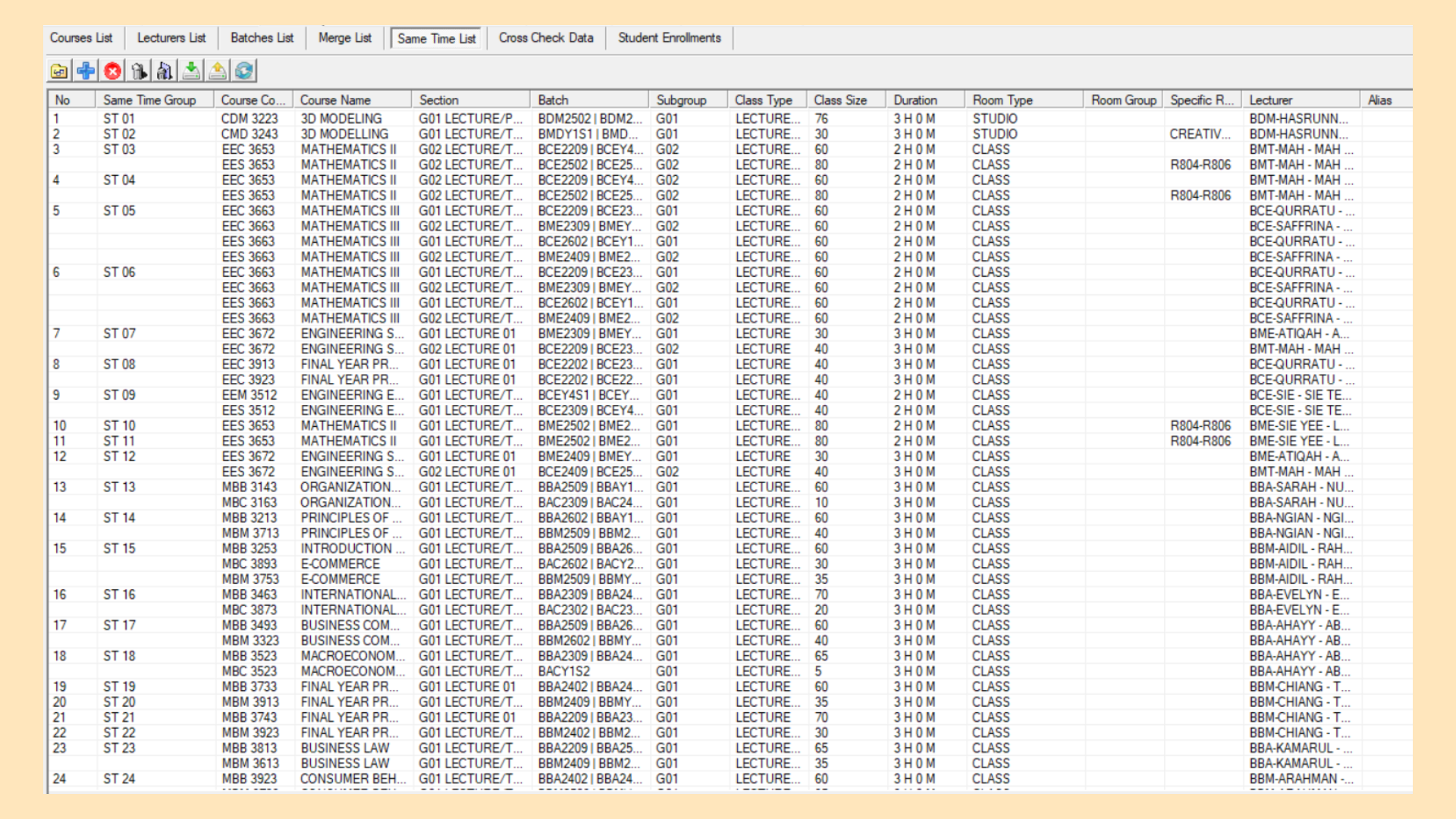 Same Time List