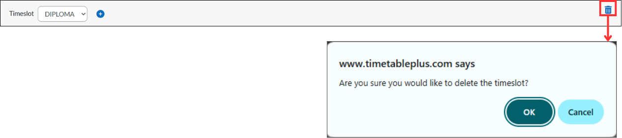Delete timeslot confirmation dialog