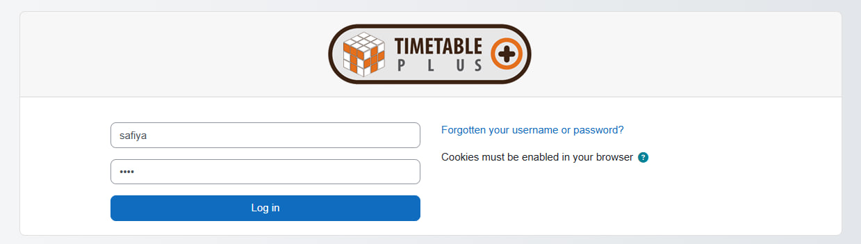 e-Campus Login Page with username and password entered