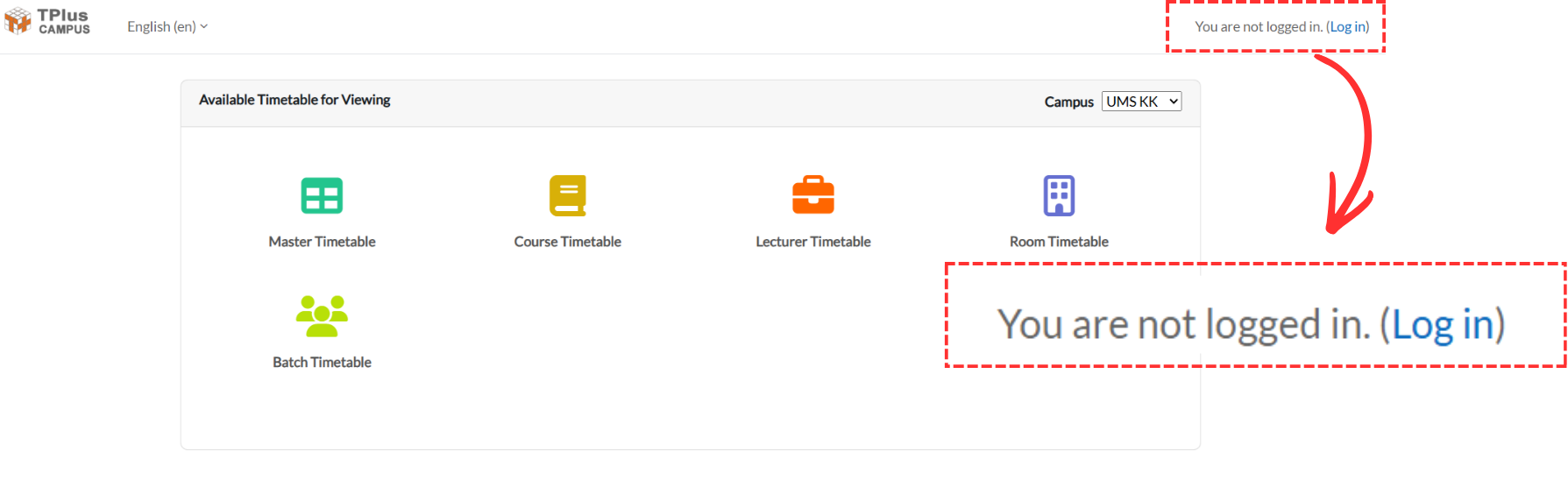 e-Campus Home Page with Log In link highlighted