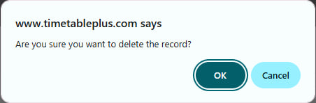Confirmation dialog asking Are you sure you want to delete the record