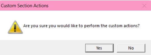 Confirmation popup asking to perform custom actions