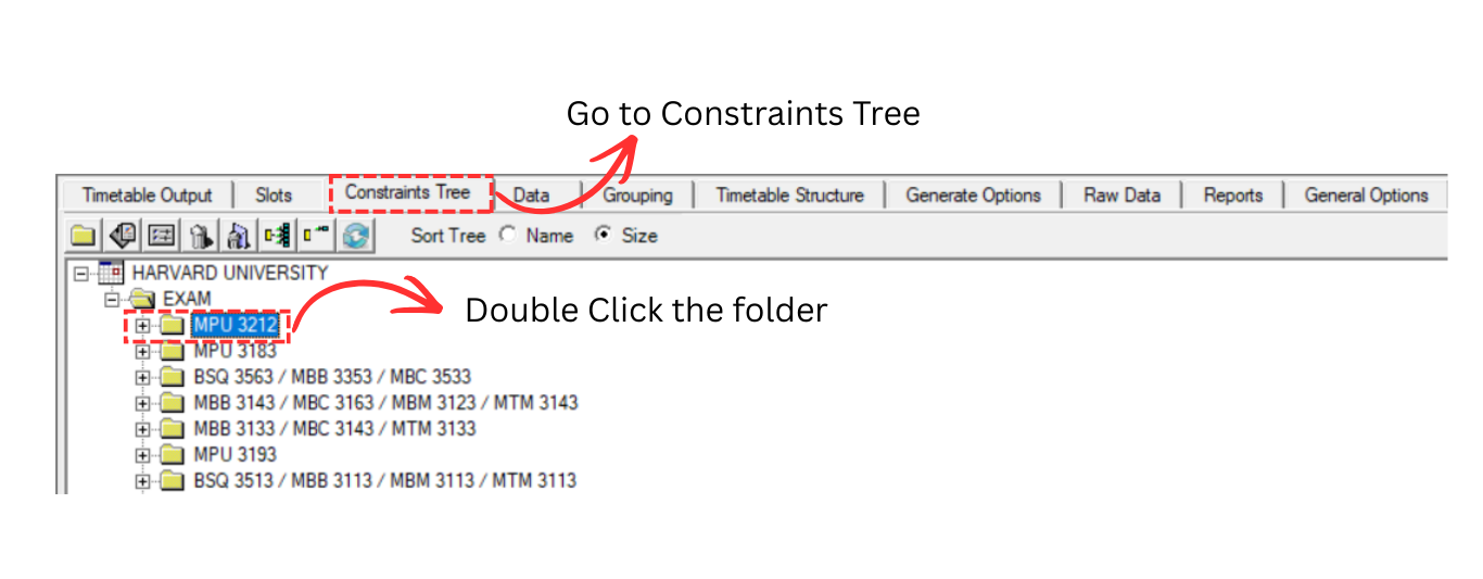 Double Click Folder at Constraints Tree to open Set Constraints