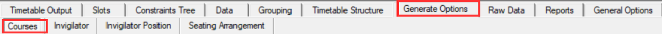 Location of Course in Generate Options