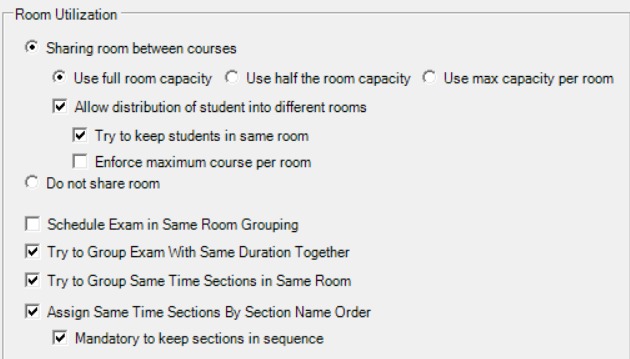 Room Utilization settings