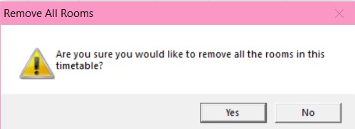 Confirmation window to delete all rooms