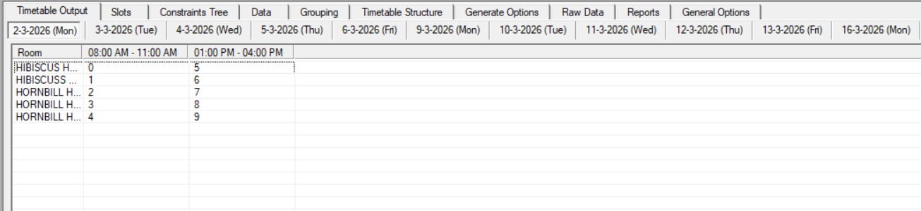 Timetable Output