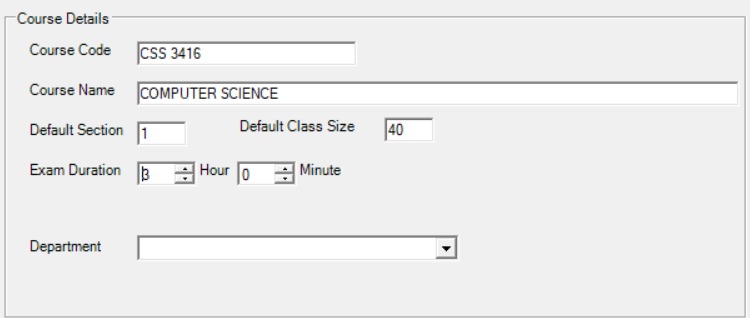 Filled course details form