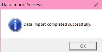Data import successful message