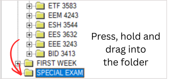 Drag Special Exam Courses into Folder