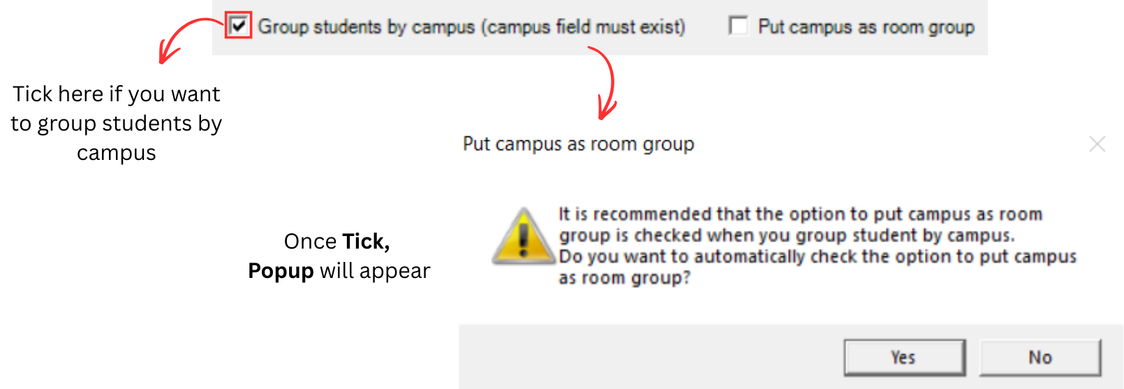 Group students by campus