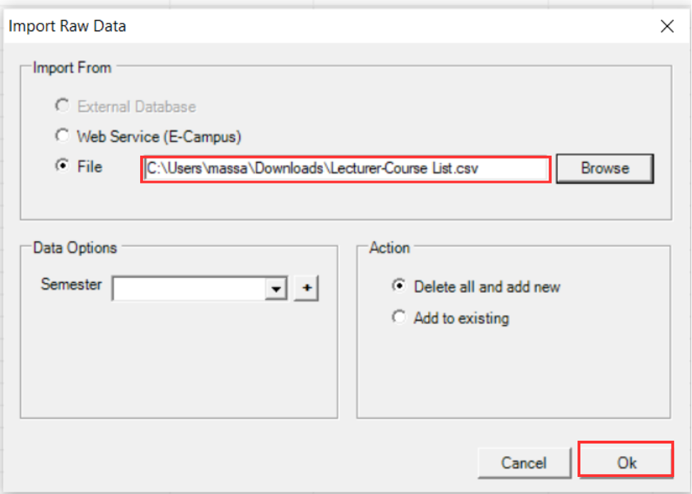 Import confirmation for lecturer data