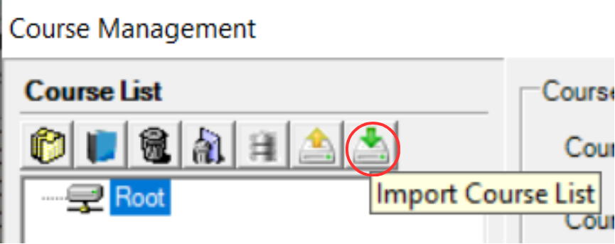 Import Course List icon highlighted