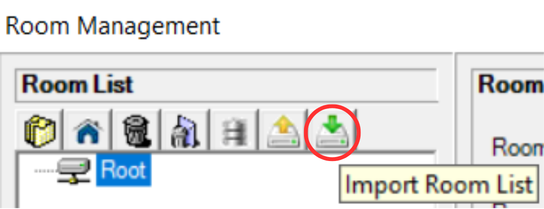 Import Room List icon highlighted