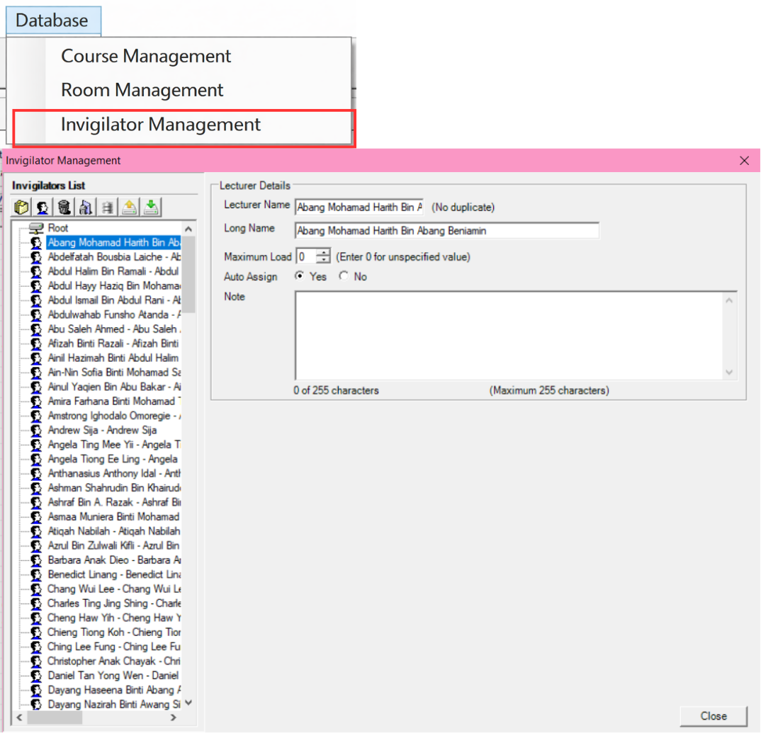 Invigilator Management view