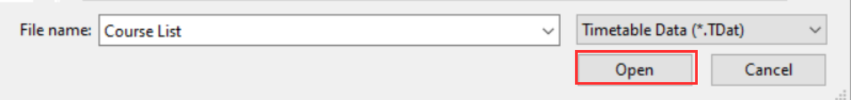 File browser with course file selected