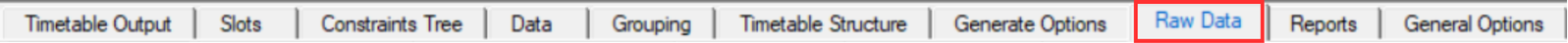 Raw Data tab