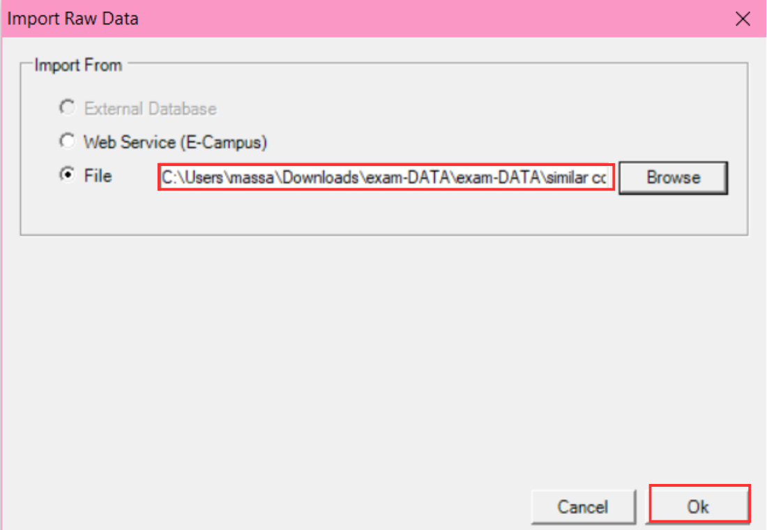 Import confirmation message