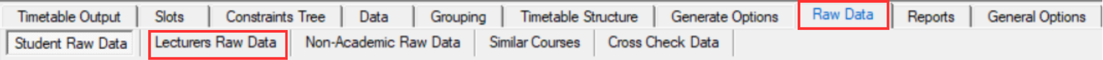 Select Lecturer Raw Data