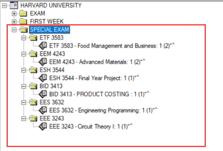 Final Special Exam Tree Structure