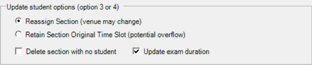 Update student options