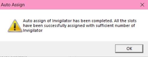 Auto assign completed - all slots have been successfully assigned