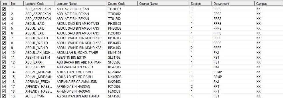 Check All and Process Lecturer Raw Data