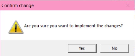 Confirm Change popup