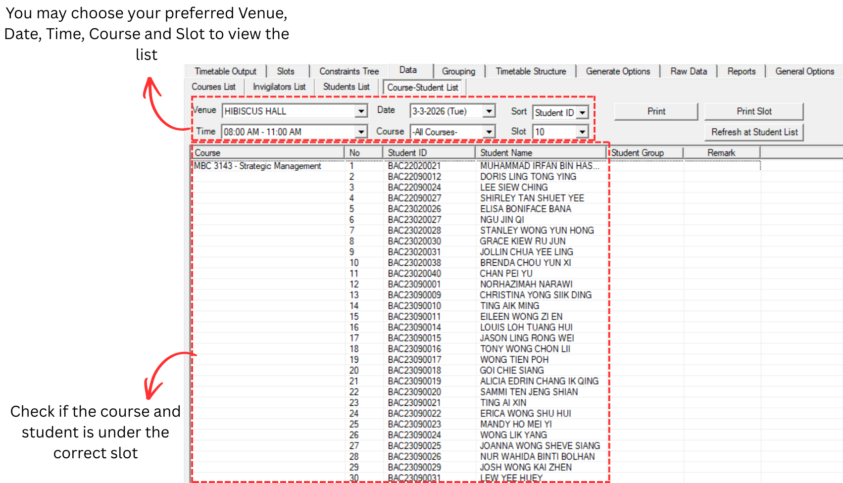 Course-Student List Analyzation