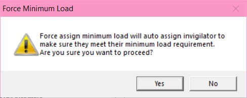 Force Minimum Load confirmation popup
