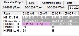 Highlight at Timetable Output