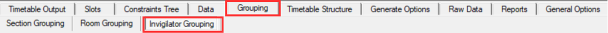 Location of Invigilator Grouping under Grouping tab