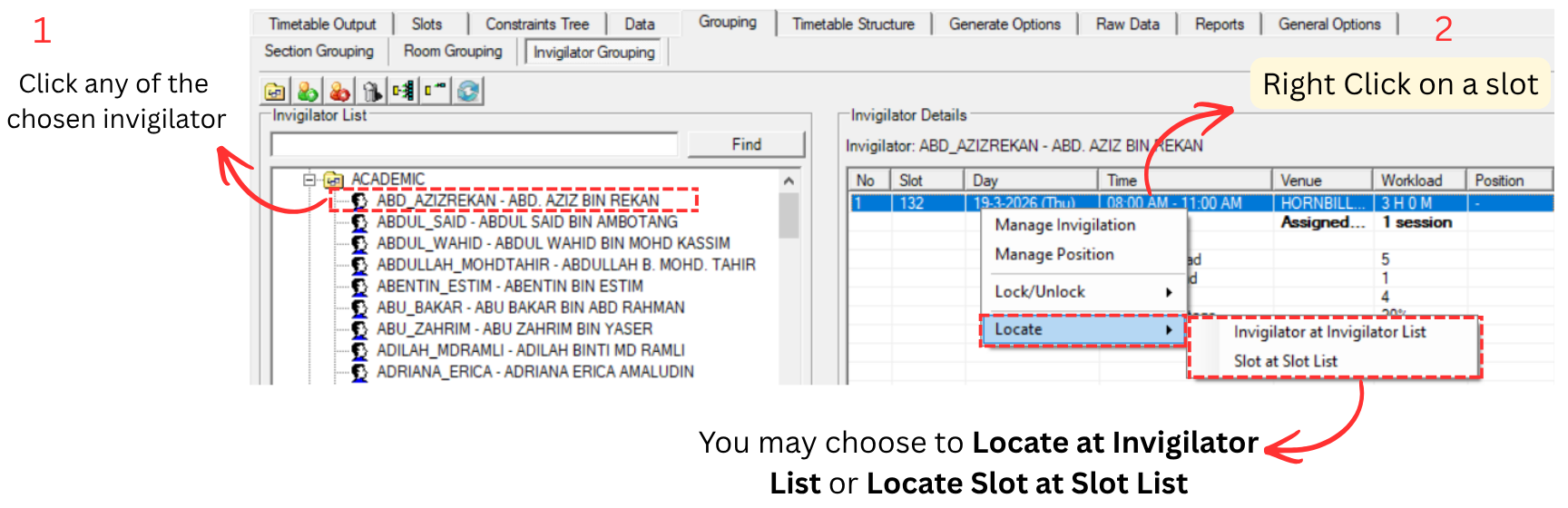 Locate Invigilators