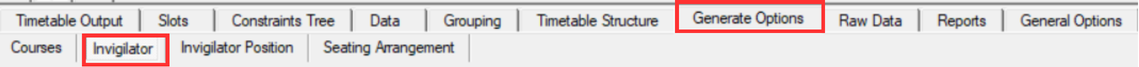 Location of Invigilator in Generate Options tab